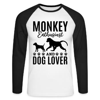 Monkey Enthusiast And Dog Lover - Orangutan Monkey - Unisex Baseballshirt langarm - Weiß/Schwarz - Vorne - Nik (191cm)