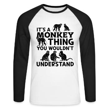 C’est une chose de singe que vous ne comprendriez pas - Monk - T-shirt baseball manches longues Homme - blanc/noir - Devant - Nik (191cm)
