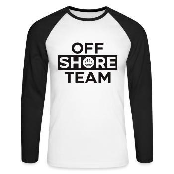 Off Shore Team - Unisex Baseballshirt langarm - Weiß/Schwarz - Vorne - Nik (191cm)