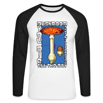 Amanita Muscaria Fliege Agaric Mykologie Psychedelisch - Unisex Baseballshirt langarm - Weiß/Schwarz - Vorne - Nik (191cm)