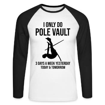 Saut à la perche amusant Saut à la perche - T-shirt baseball manches longues Homme - blanc/noir - Devant - Nik (191cm)