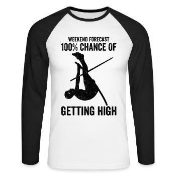 Lustiger Stabhochsprung Stabhochsprung - Unisex Baseballshirt langarm - Weiß/Schwarz - Vorne - Nik (191cm)
