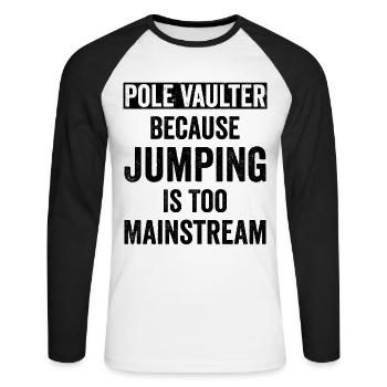 Saut à la perche - T-shirt baseball manches longues Homme - blanc/noir - Devant - Nik (191cm)