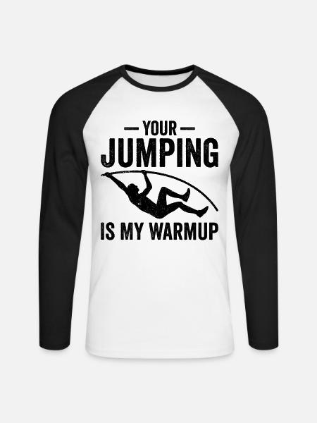 Lustiger Stabhochsprung Stabhochsprung - Unisex Baseballshirt langarm - Weiß/Schwarz