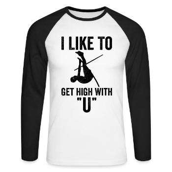 Fun Pole Vault Pole Vault - Unisex Long Sleeve Baseball T-Shirt - white/black - Front - Nik (191cm)