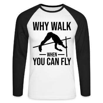 Lustiger Stabhochsprung Stabhochsprung - Unisex Baseballshirt langarm - Weiß/Schwarz - Vorne - Nik (191cm)