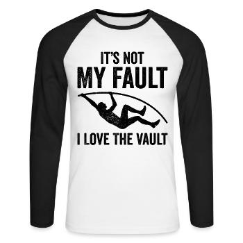 Saut à la perche amusant - T-shirt baseball manches longues Homme - blanc/noir - Devant - Nik (191cm)