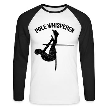Fun Pole Vault Pole Vault - Unisex Long Sleeve Baseball T-Shirt - white/black - Front - Nik (191cm)