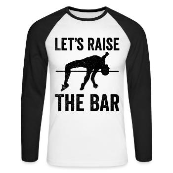 Saut à la perche amusant Saut à la perche - T-shirt baseball manches longues Homme - blanc/noir - Devant - Nik (191cm)