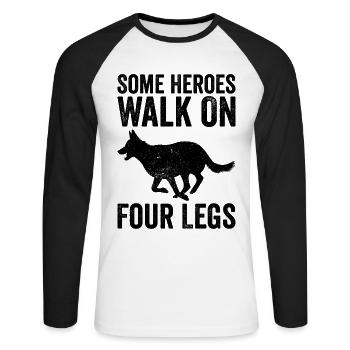 Polizeibeamter Polizeihund - Unisex Baseballshirt langarm - Weiß/Schwarz - Vorne - Nik (191cm)