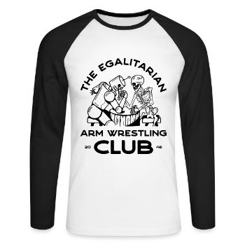 Arm Wrestling – 1 - Unisex Long Sleeve Baseball T-Shirt - white/black - Front - Nik (191cm)