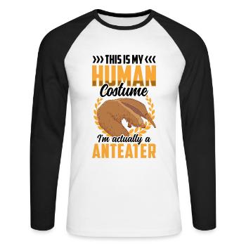 Costume de fourmilier Ours mangeur de fourmis - T-shirt baseball manches longues Homme - blanc/noir - Devant - Nik (191cm)