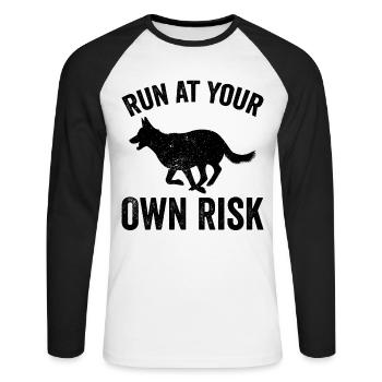 Polizeibeamter Polizeihund - Unisex Baseballshirt langarm - Weiß/Schwarz - Vorne - Nik (191cm)