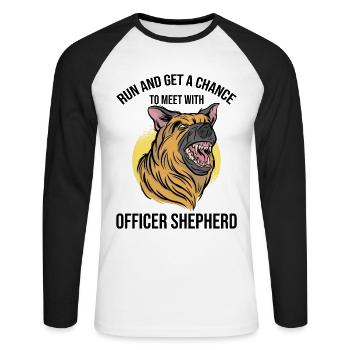 Polizeibeamter Polizeihund - Unisex Baseballshirt langarm - Weiß/Schwarz - Vorne - Nik (191cm)