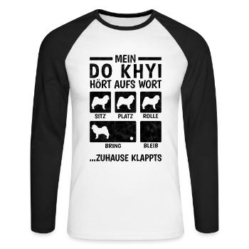 Do Khyi Zuhause klappts Tibetmastiff - Unisex Baseballshirt langarm - Weiß/Schwarz - Vorne - Nik (191cm)