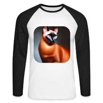 Siamese cat - Unisex Long Sleeve Baseball T-Shirt - white/black - Front - Nik (191cm)