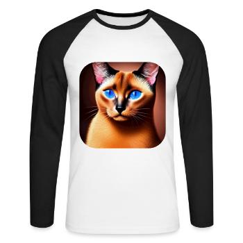 Siamese cat - Unisex Long Sleeve Baseball T-Shirt - white/black - Front - Nik (191cm)