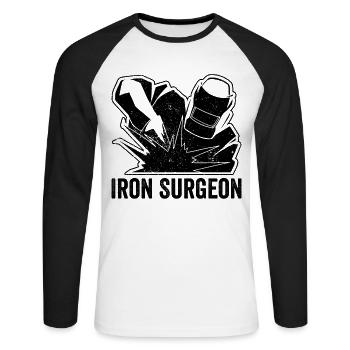 Iron Surgeon Schweißer Schweißen - Unisex Baseballshirt langarm - Weiß/Schwarz - Vorne - Nik (191cm)