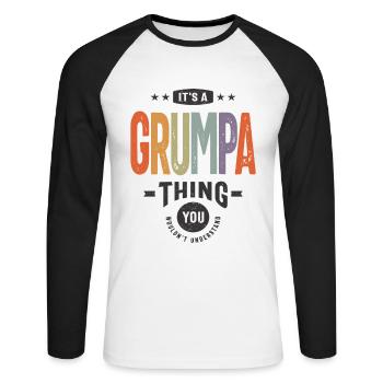 Mens c’est un truc de grumpa drôle papa grand-père - T-shirt baseball manches longues Homme - blanc/noir - Devant - Nik (191cm)