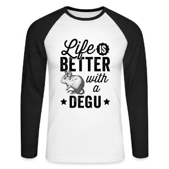 Everything is better with Degu Chilean rodent - Unisex Long Sleeve Baseball T-Shirt - white/black - Front - Nik (191cm)
