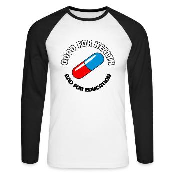 Capsule with the slogan Good for health - Unisex Long Sleeve Baseball T-Shirt - white/black - Front - Nik (191cm)