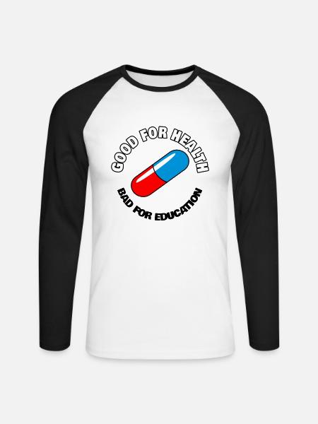 Capsule with the slogan Good for health - Unisex Long Sleeve Baseball T-Shirt - white/black