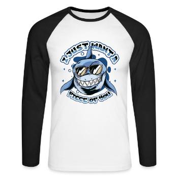 Je veux juste un morceau de toi, requin - T-shirt baseball manches longues Homme - blanc/noir - Devant - Nik (191cm)