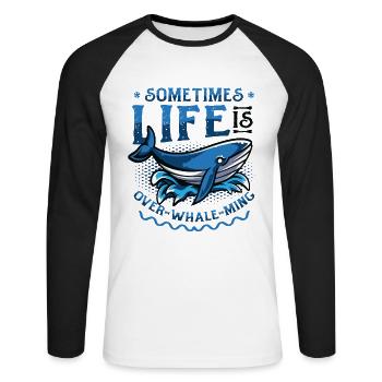 Manchmal Ist Das Leben Zu Schön, Um Wahr Zu Sein - Unisex Baseballshirt langarm - Weiß/Schwarz - Vorne - Nik (191cm)
