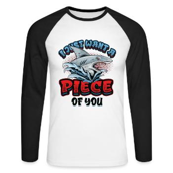 Je veux juste un morceau de toi, requin - T-shirt baseball manches longues Homme - blanc/noir - Devant - Nik (191cm)