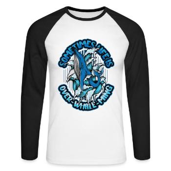 Manchmal Ist Das Leben Zu Schön, Um Wahr Zu Sein - Unisex Baseballshirt langarm - Weiß/Schwarz - Vorne - Nik (191cm)