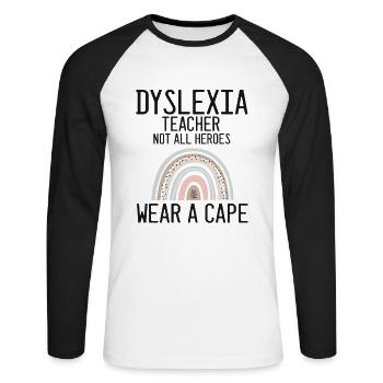 Dyslexia Therapy for Dyslexia Month - Unisex Long Sleeve Baseball T-Shirt - white/black - Front - Nik (191cm)
