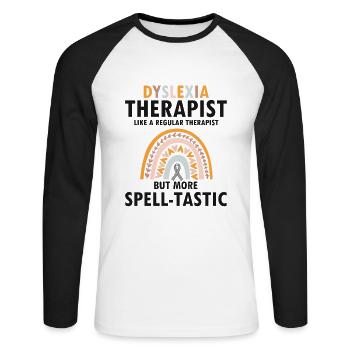 Dyslexia Awareness and Dyslexia Teachers - Unisex Long Sleeve Baseball T-Shirt - white/black - Front - Nik (191cm)