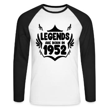 1952 - Unisex Baseballshirt langarm - Weiß/Schwarz - Vorne - Nik (191cm)