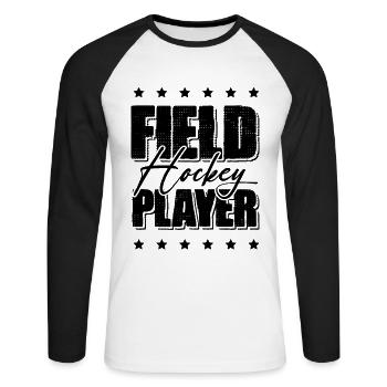 Field hockey players - Unisex Long Sleeve Baseball T-Shirt - white/black - Front - Nik (191cm)