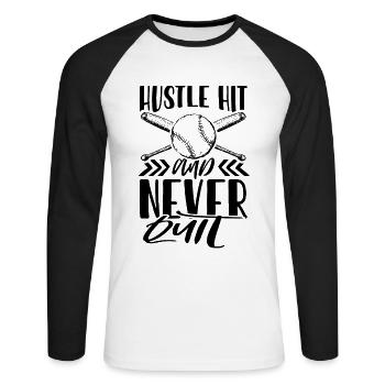 baseball hustle - Unisex Baseballshirt langarm - Weiß/Schwarz - Vorne - Nik (191cm)