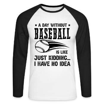 Baseball Sports - T-shirt baseball manches longues Homme - blanc/noir - Devant - Nik (191cm)