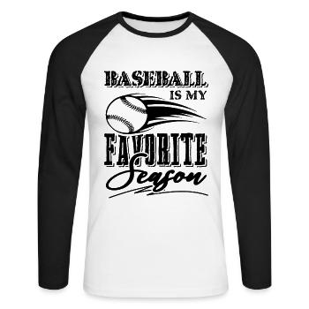 Saison de baseball - T-shirt baseball manches longues Homme - blanc/noir - Devant - Nik (191cm)