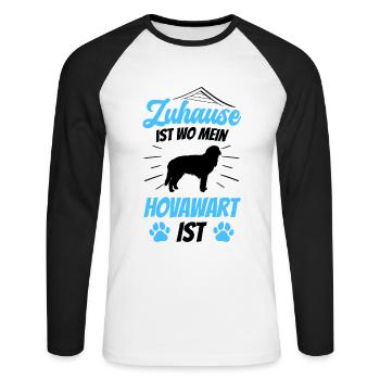 Zuhause ist wo mein Hovawart ist Hovawart - Unisex Baseballshirt langarm - Weiß/Schwarz - Vorne - Nik (191cm)