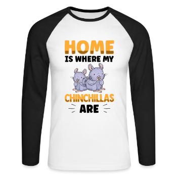 La maison est l’endroit où mon chinchilla est rongeur - T-shirt baseball manches longues Homme - blanc/noir - Devant - Nik (191cm)