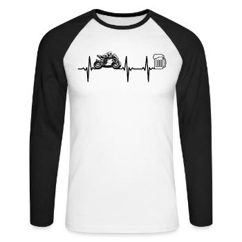Racing Moto Heartbeat Beer Lover Race Motorc - T-shirt baseball manches longues Homme - blanc/noir - Devant - Nik (191cm)