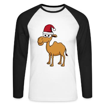 Camel Comic Christmas - T-shirt baseball manches longues Homme - blanc/noir - Devant - Nik (191cm)