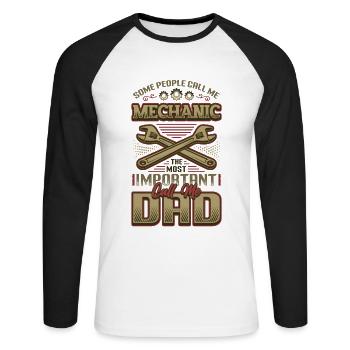 Mechaniker, Das Wichtigste Call Me Dad, Auto - Unisex Baseballshirt langarm - Weiß/Schwarz - Vorne - Nik (191cm)