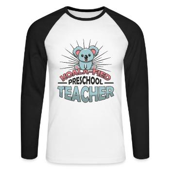 Koala-fied Koala Stolze Vorschullehrerin - Unisex Baseballshirt langarm - Weiß/Schwarz - Vorne - Nik (191cm)