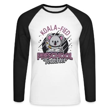 Koala-fied Koala Stolze Vorschullehrerin - Unisex Baseballshirt langarm - Weiß/Schwarz - Vorne - Nik (191cm)