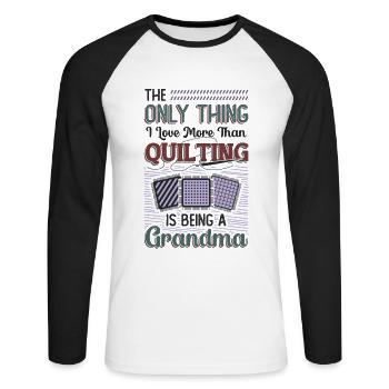 Nähen Quilter Oma Quilten - Unisex Baseballshirt langarm - Weiß/Schwarz - Vorne - Nik (191cm)