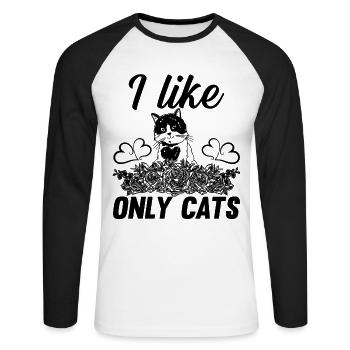 Chat avec fleurs Chat amoureux Propriétaire de chat - I Like Only - T-shirt baseball manches longues Homme - blanc/noir - Devant - Nik (191cm)