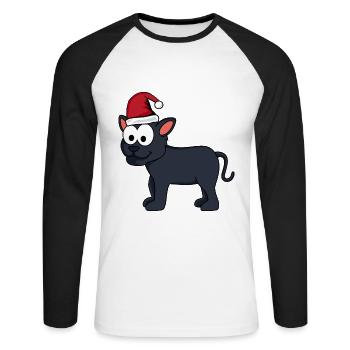 Panther Comic Christmas - T-shirt baseball manches longues Homme - blanc/noir - Devant - Nik (191cm)