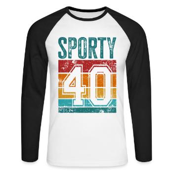 40th Birthday 40 Years Old Sporty 40 - Unisex Long Sleeve Baseball T-Shirt - white/black - Front - Nik (191cm)