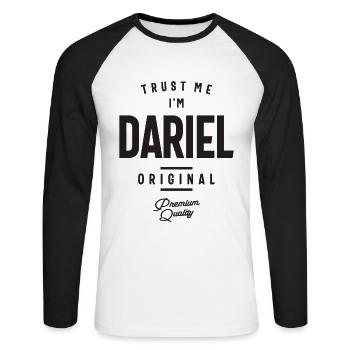 Croyez-moi, je suis Dariel Nom personnalisé - T-shirt baseball manches longues Homme - blanc/noir - Devant - Nik (191cm)