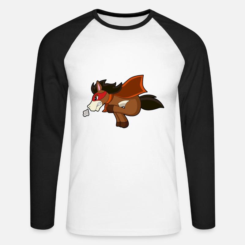 Pferd Held - Unisex Baseballshirt langarm - Weiß/Schwarz